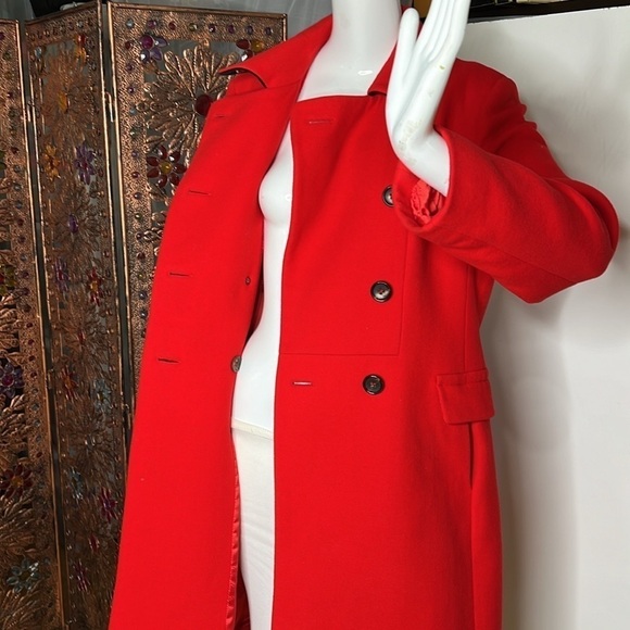 Sonia Bogner Sz 10 Red Virgin Wool Double Breasted Coat - Picture 11 of 12